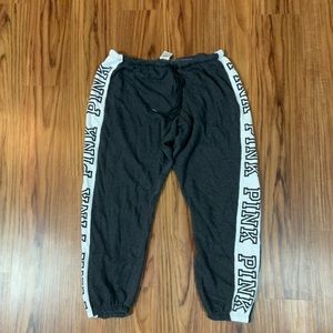 PINK grey sweatpants in size large